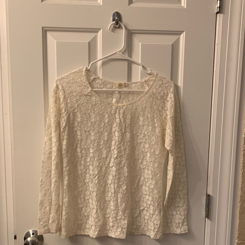Size Medium White Lace Long Sleeved Shirt